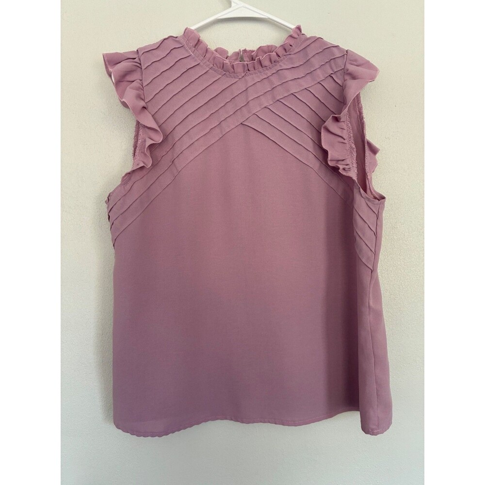 Angashion lavender sleeveless ruffle top